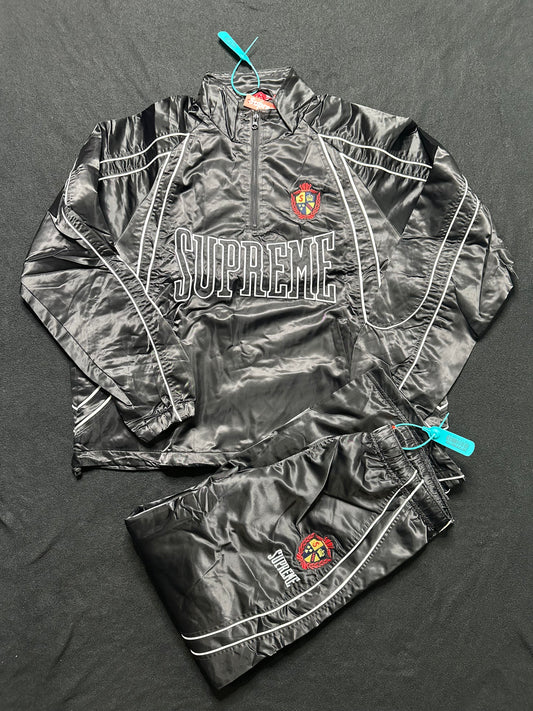 full set supreme satin piping pullover black