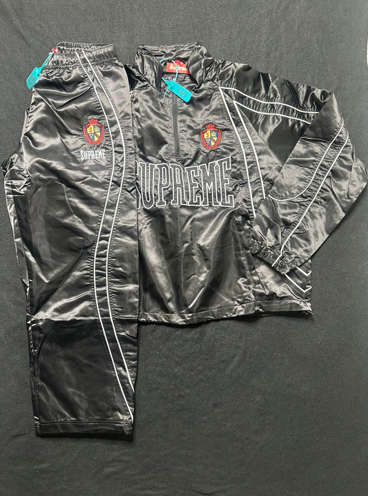 full set supreme satin piping pullover black